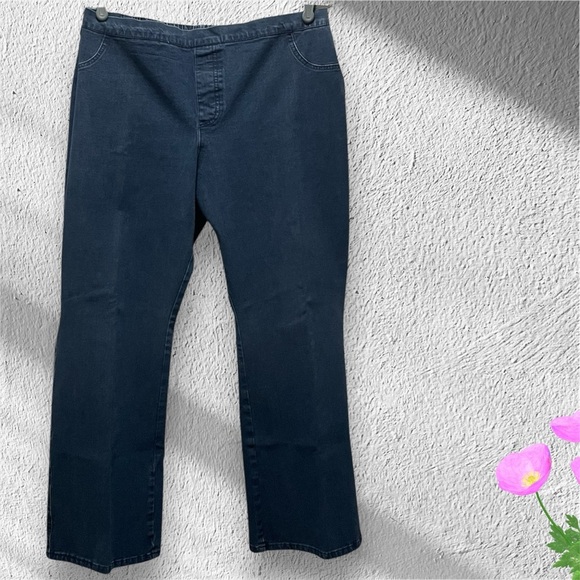 Isaac Mizrahi Denim - Isaac Mizrahi jeans 22WP dark wash stretch waist boot cut faux fly pull on